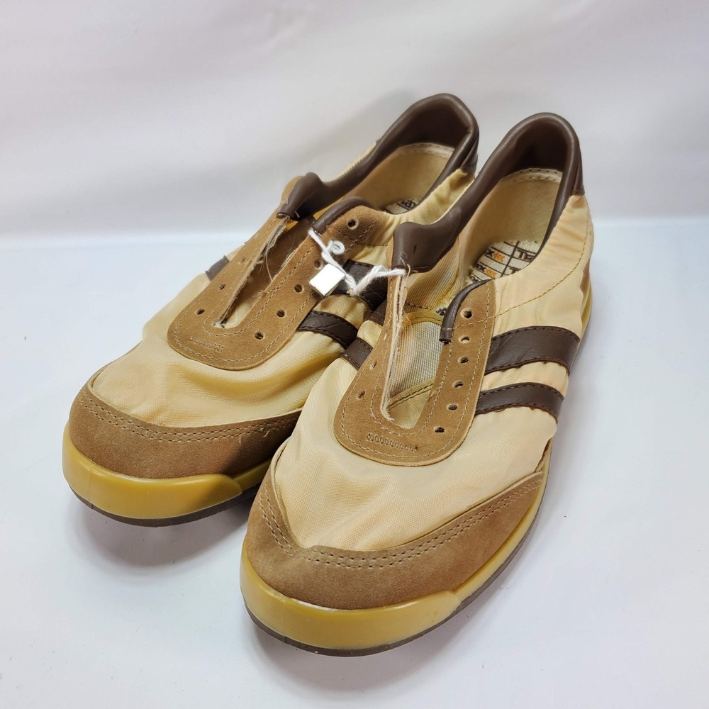 Vintage 1970's Trax 2 Stripe Athletic Tennis Shoes Size 8 Brown NO LACES